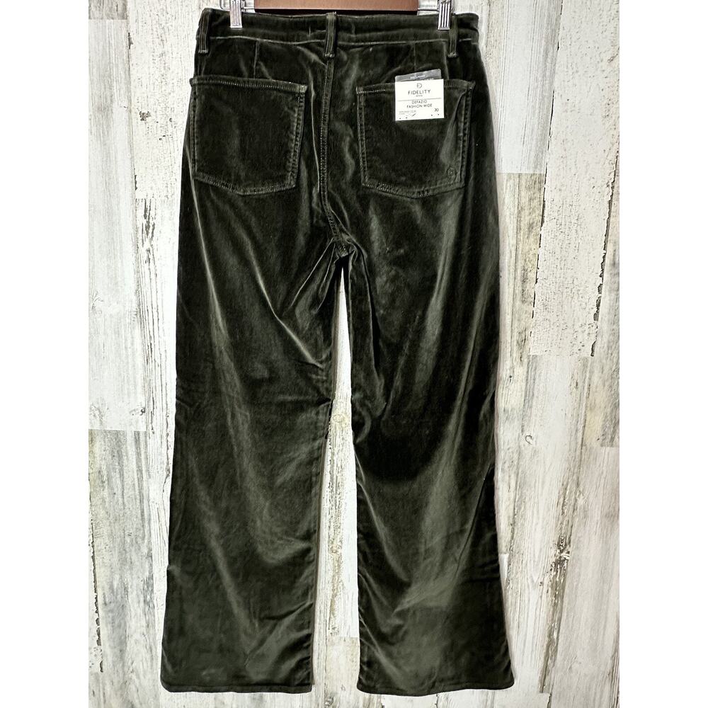 Fidelity wide leg Deep Sage Velour Velvet mid bootcut jeans 30 Anthropologie$228 - Picture 12 of 16